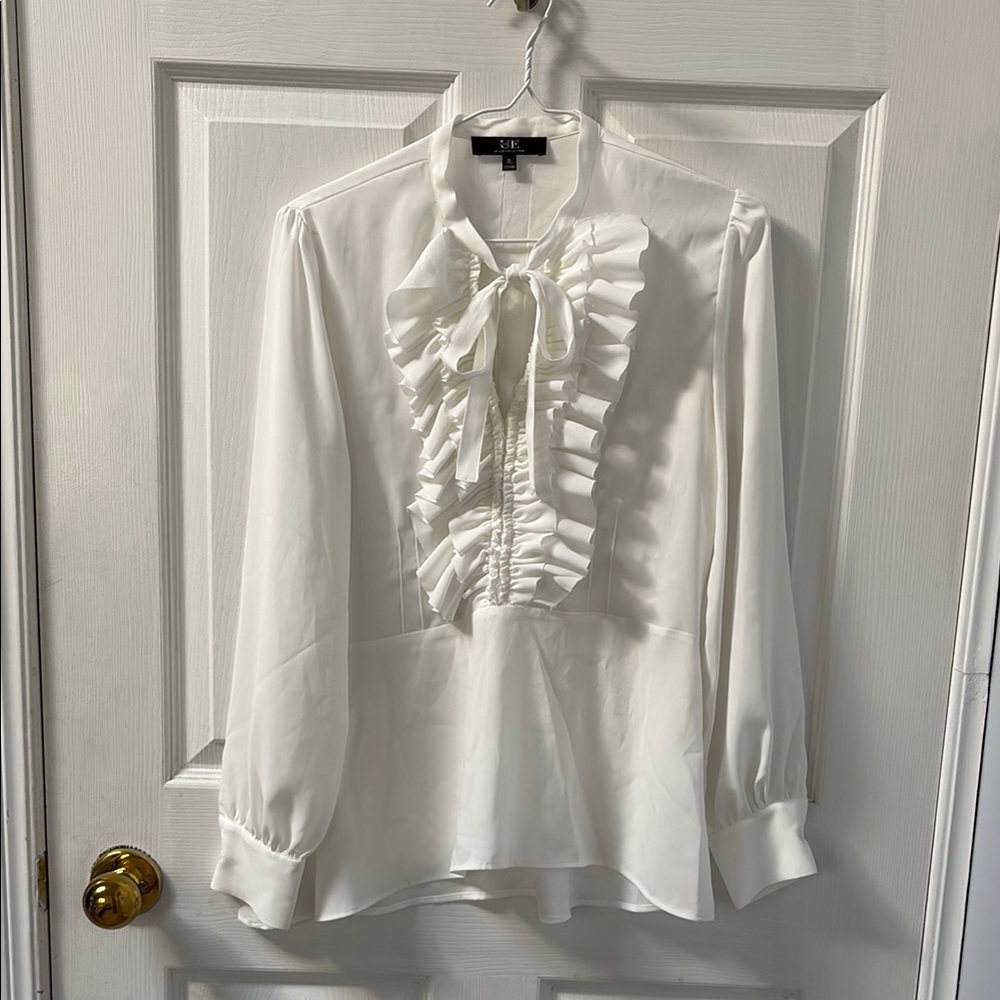 Beautiful Silk White Ruffle Blouse